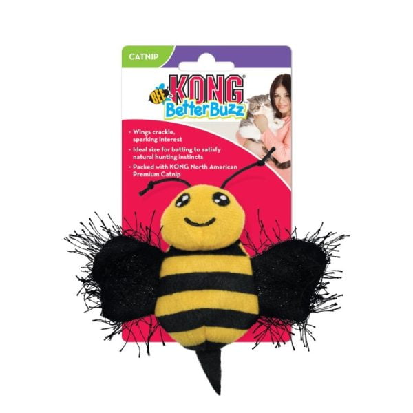 47553 1 Το KONG Better Buzz Bee είναι ένα μελισσάκι γεμάτο από το αυθεντικό αμερικάνικο Cat Nip. Με φτερά και κεραίες που προκαλούν τις γάτες για παιχνίδι.