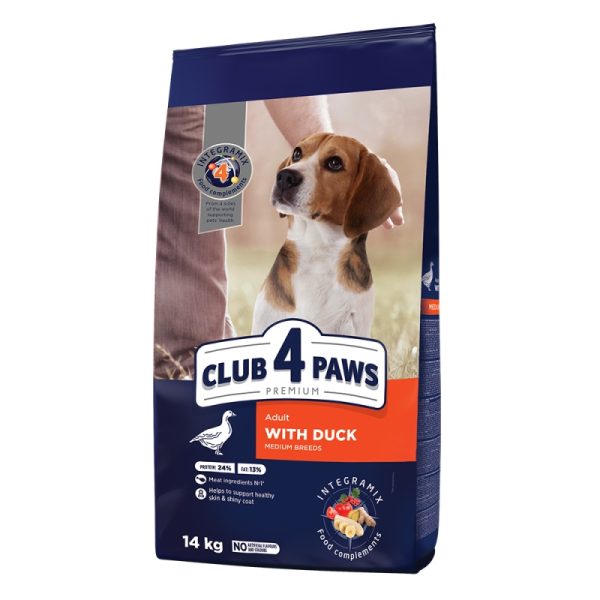 CLUB4PAWS Adult Medium Breeds Πάπια 14Kg