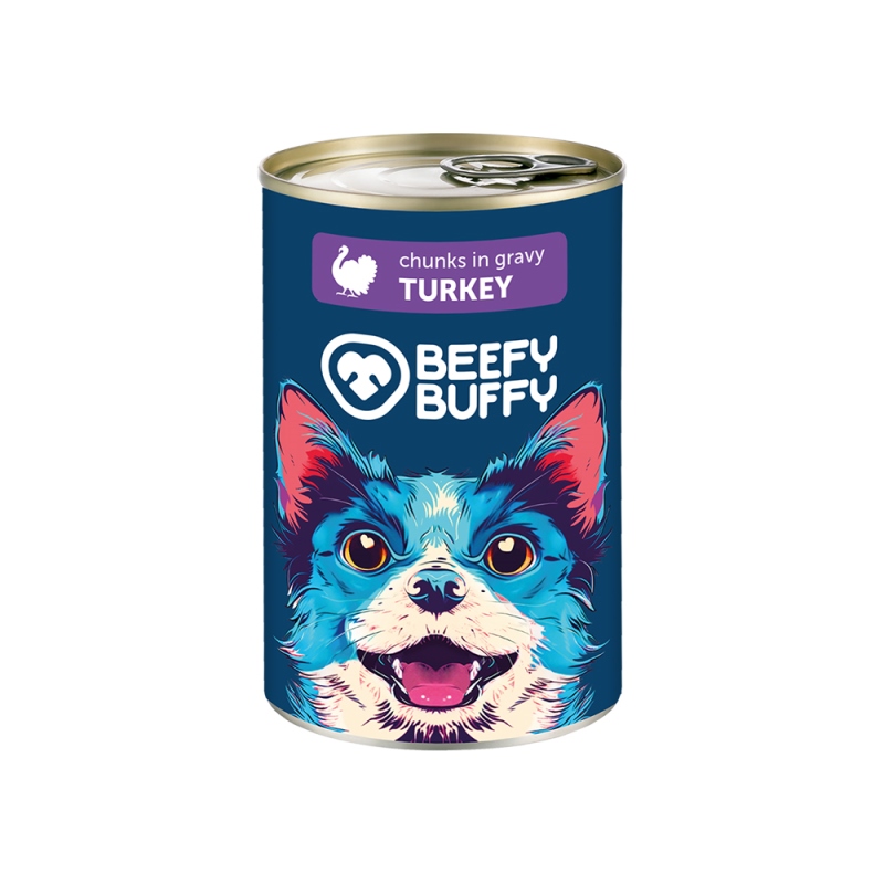 BEEFY BUFFY Κονσερβες Σκυλου Σε Σαλτσα Με γαλοπούλα