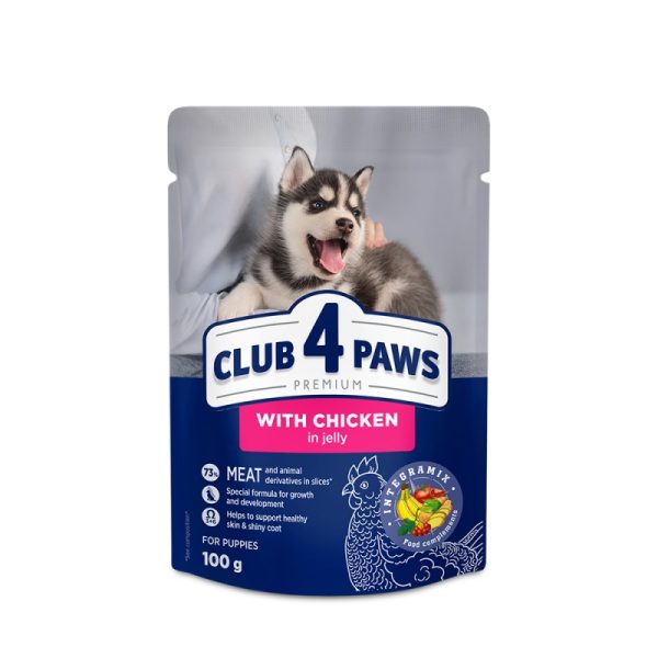 CLUB4PAWS Puppies με Κοτόπουλο σε ζελέ 100gr