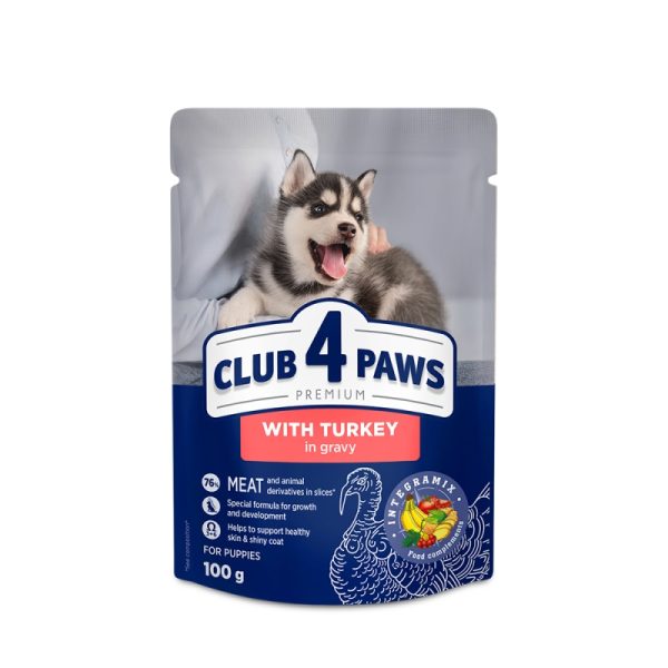 CLUB4PAWS Puppies με Γαλοπούλα σε σάλτσα 100gr