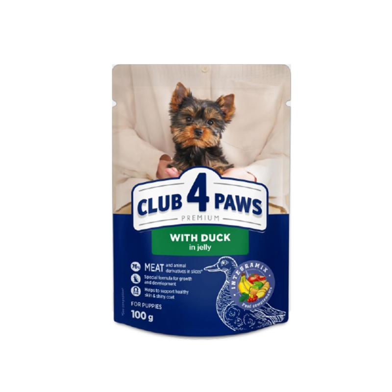 CLUB4PAWS Puppies Small Breeds με Πάπια σε ζελέ 100gr