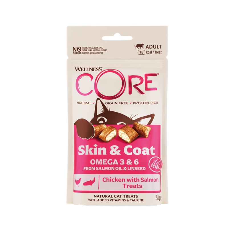 CORE TREATS Με Κοτόπουλο και Σολομό - Για υποστήριξη της υγεία του δέρματος και του τριχώματος