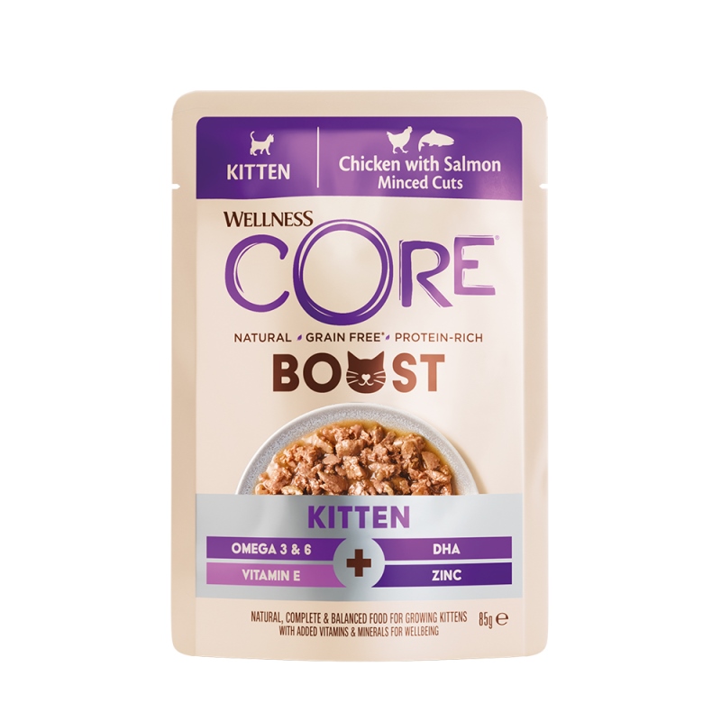 CORE BOOST Με Κοτόπουλο και Σολομό για γατάκια - Για την σωστή ανάπτυξη του εγκεφάλου και των ματιών