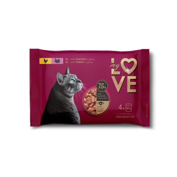 MY LOVE Multipack 4x85gr 2x Κοτόπουλο σε σάλτσα - 2x Γαλοπούλα σε σάλτσα