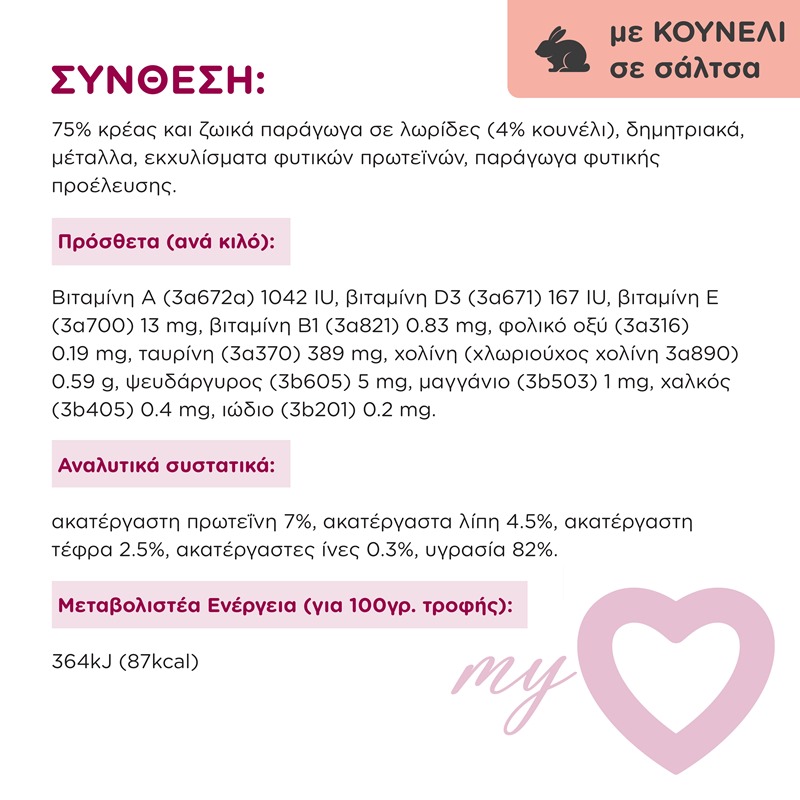 MY LOVE Multipack 4x85gr 2x Κουνέλι σε σάλτσα - 2x Βοδινό σε σάλτσα