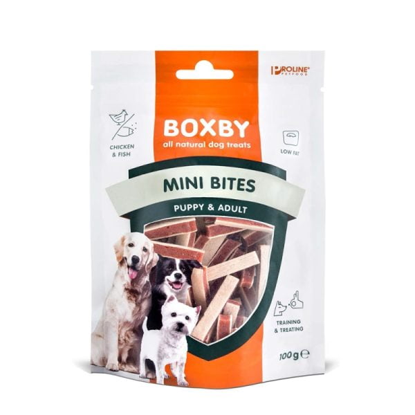 BXB111 Το Bοxby Mini Bites είναι σνακ για κουτάβια & ενήλικους σκύλους με χαμηλή περιεκτικότητα σε λιπαρά, εύπεπτα και ιδανικά για εκπαίδευση.