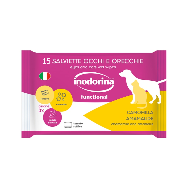 INODORINA Καθαριστικά υγρά μαντηλάκια 15τμχ με χαμομήλι