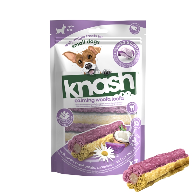 KNWL67-1.jpg knash - Λιχουδιές για χαλάρωση με μωβ γλυκοπατάτα, χαμομήλι και λάδι καρύδας 126gr