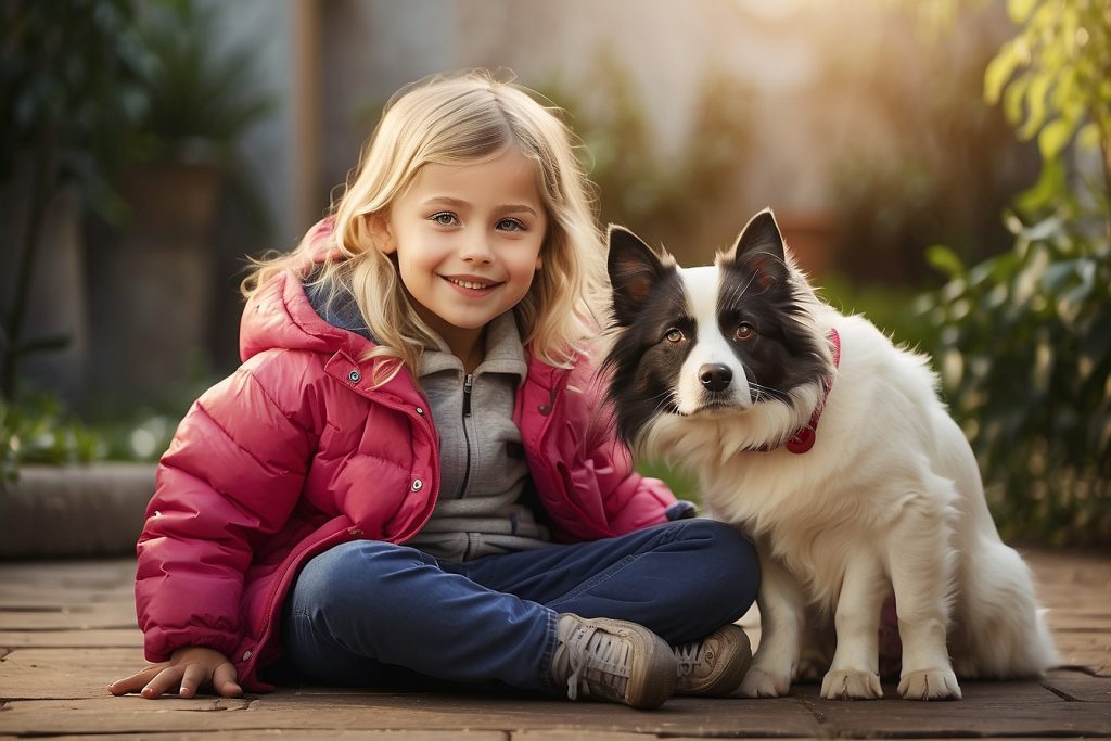 Leonardo Diffusion XL foto with child dog and cat for hero ima 2