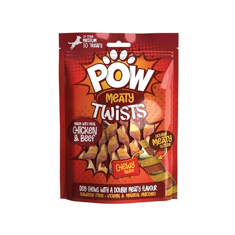 POW05 Λιχουδιές Meaty Twists με κοτόπουλο και βοδινό 3τμχ - 120gr